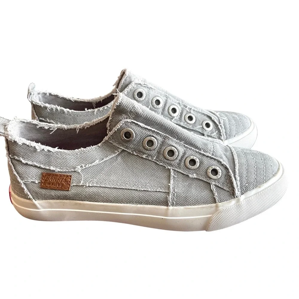 Kids Blowfish MalibuGray Canvas Slip On Sneakers Shoes Size 4